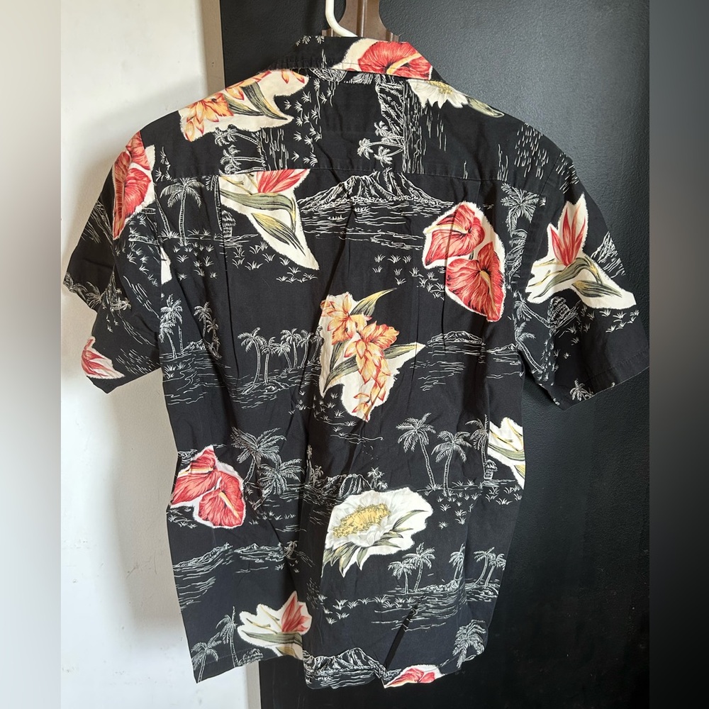 Vintage 70s/80s Black Hawaiian Button Down Shirt Size S - Picture 3 of 7